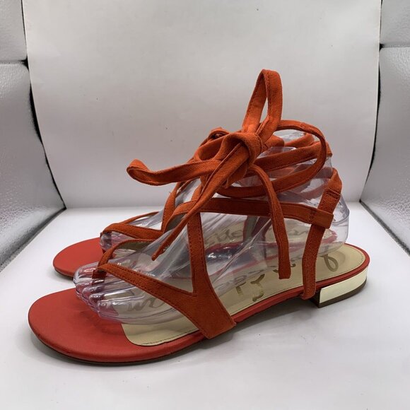 Sam Edelman Lace Up Sandals Size 10 lace ankle strap bow suede E10 - Picture 2 of 8
